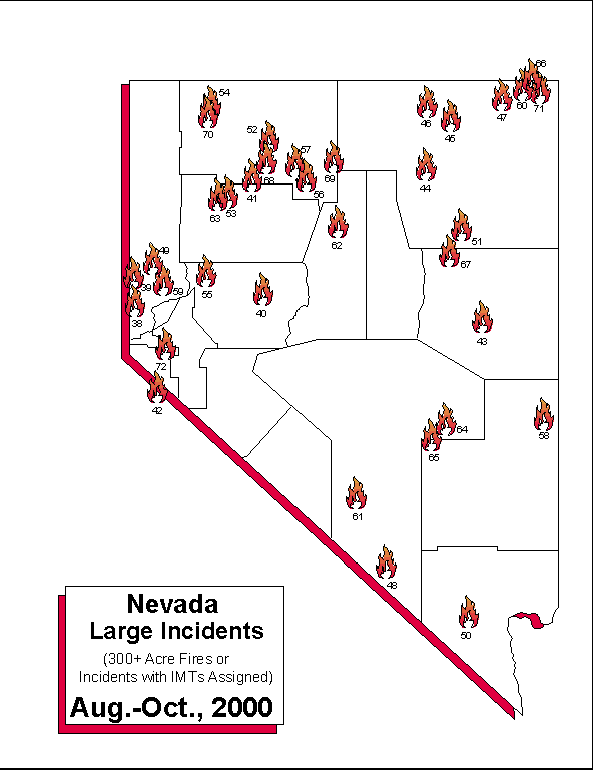 Map of Nevada's Pinon Forest Fires, 2000